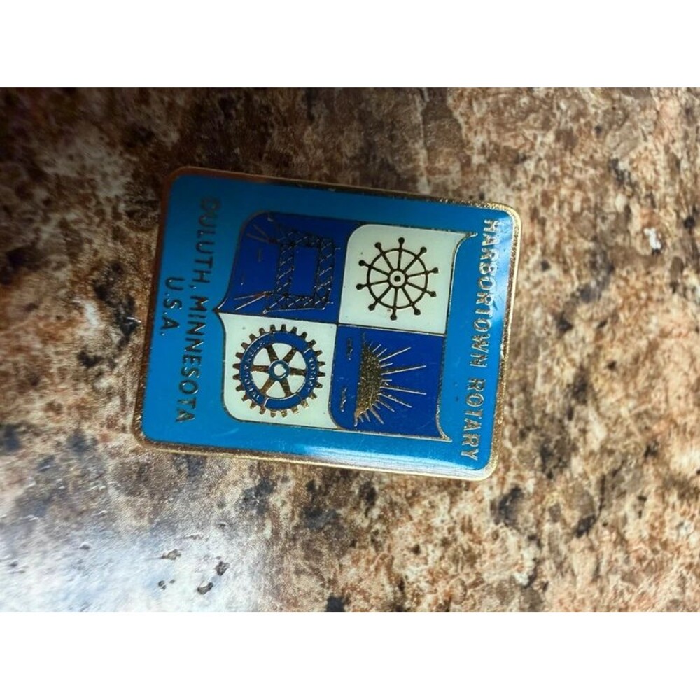 Vintage Harbortown Rotary Club Duluth Minnesota Cloisonne Enamel Lapel Pin